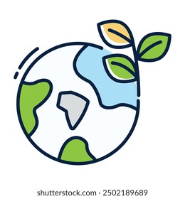 Global Environmental Sustainability Icon: Planet Care, Eco-Friendly Initiatives, Green Earth, Environmental Conservation, Nature Protection