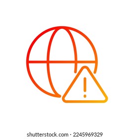 Global error pixel perfect gradient linear vector icon. Internet connection failure. Website access denied. Thin line color symbol. Modern style pictogram. Vector isolated outline drawing