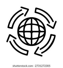 Símbolo de Conexão Mundial do Ícone de Linha de Setas do Global Exchange
