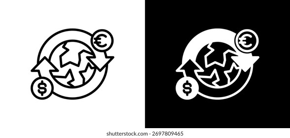 Global Exchange Icon whiteblack Vector Illustration