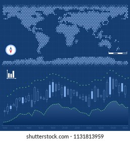 Global Exchange Market. Graphic background on the theme of 'Stock Exchange / Foreign Exchange'.