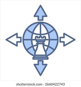 Globale Erweiterung - Blaues Symbol, Vektorgrafik