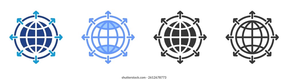 Global expansion icon set multiple style collection