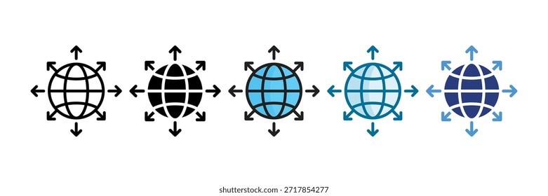 Conjunto de iconos de expansión global Colección de estilos múltiples