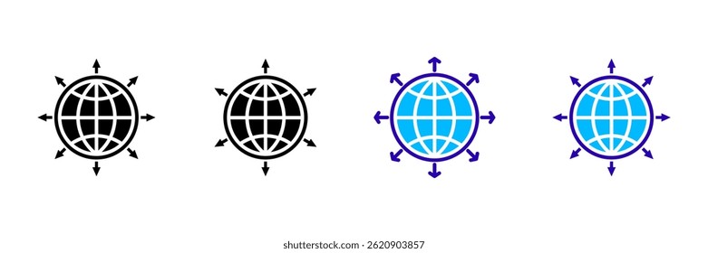 Global Expansion Icon Set. Global Expansion symbol for web design and mobile app. Global Expansion line logo on white background. Vector illustration.