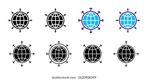Global Expansion icon set. Global Expansion vector icon in line design for web design, logo and mobile app. Symbol of Global Expansion. Vector illustration.