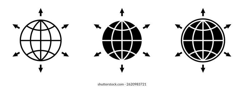 Conjunto de Ícones de Expansão Global. Ícone de vetor de expansão global no design de estilo de linha. Símbolo de Expansão Global em fundo branco.