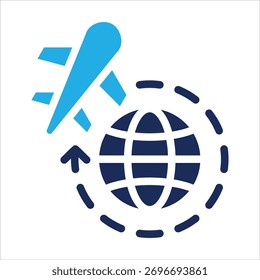 Icono de exportación global en Ilustración vectorial de estilo azul plano