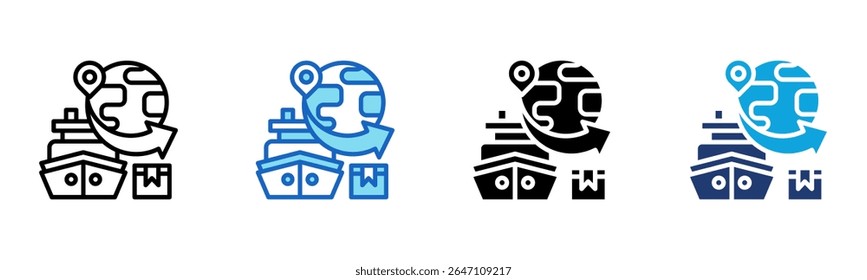 ícone Exportação global Ilustração de vetor com vários estilos