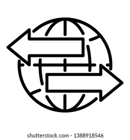 Global export icon. Outline global export vector icon for web design isolated on white background