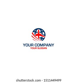 Global Express Plane Logo Design Vector