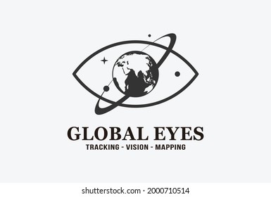global eyes logo design with planet element.