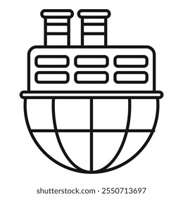 Terra poluente de fábrica global com poluição de fumaça de chaminés