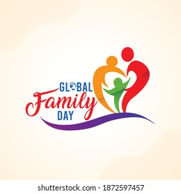 Global Family Day. Family Illustration  With World Globe. Typography Design With Family Icon