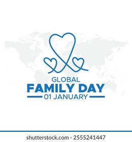 Global family day, january 1. Vector template for banner, greeting card, poster of world family day. Global family day vector illustration.