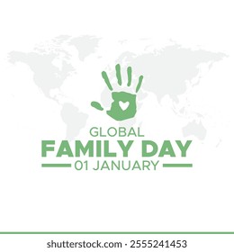 Global family day, january 1. Vector template for banner, greeting card, poster of world family day. Global family day vector illustration.