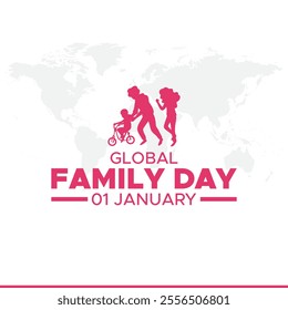 Global family day, january 1. Vector template for banner, greeting card, poster of world family day. Global family day vector illustration.