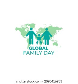 Global Family Day Logo World Map Background Vector Illustration Design Template