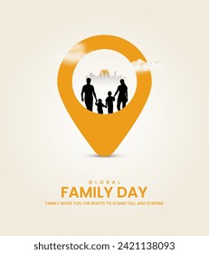 Global Family Day. World Family Day design for Social Meadi creative post. 3D Illustration