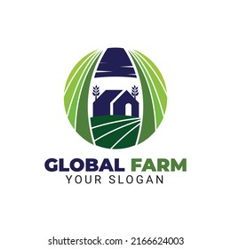 Global farming with circle shape logo design