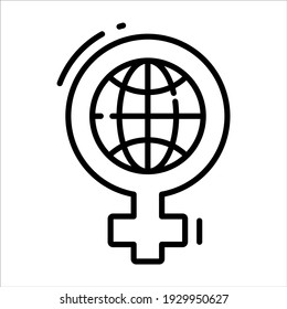 global feminism line icon, sign and symbol icon.