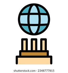 Global fiber icon outline vector. Internet network. Speed fiber color flat