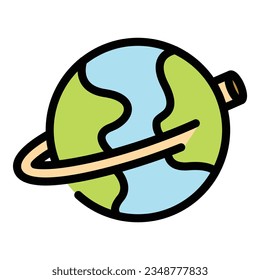 Global fiber icon outline vector. Internet network. Data computer color flat