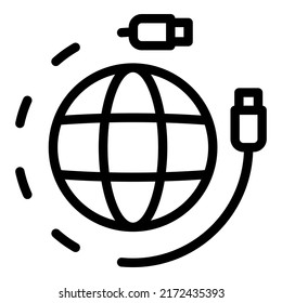 Global Fiber Internet Icon Outline Vector. Wire Speed. Cable Optic