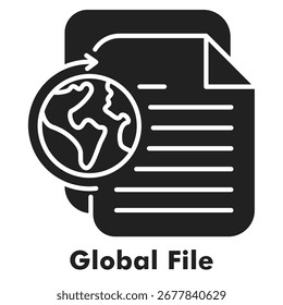 Estilo De Glifo Do Ícone De Arquivo Global. Ilustração De Vetor Para Design Gráfico