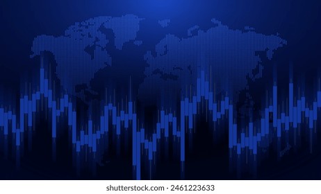 Global Finance Abstract Background with Market Graph and Dot World Map