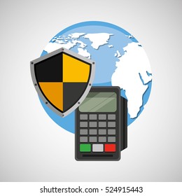 global finance banking safe shield protection vector illustration eps 10