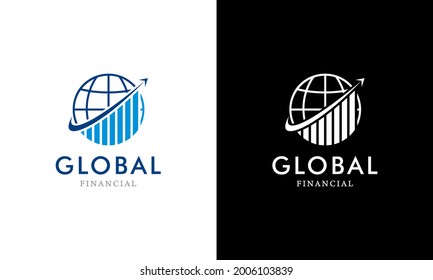 Global Finance In Globe Rotate Arrow Logo Concept Design Template Ilustration Vector Graphic