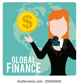 Global Finance Illustration over color background