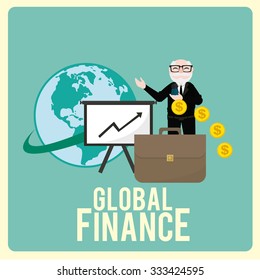 Global Finance Illustration over color background
