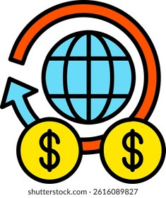 Global Finance Line Vector Icon Design