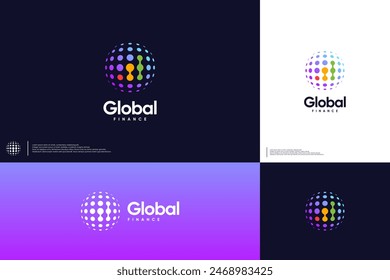 Global Finance Logo, digitale Analyse, Statistik, Logo Design Technologie.