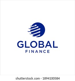 Global Finance Logo, Digital Tech Vector Illustration