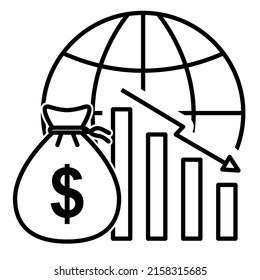 Global financial crisis icon in trendy outline style design. Vector illustration isolated on white background.