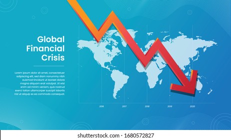 Global Financial Crisis Illustration Caused by Corona