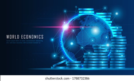 Global Financial In Graphic Concept Suitable For Global Financial Investment Or Crypto Currency Business And All Art Work Design. Abstract Finance Background. Vector Illustration