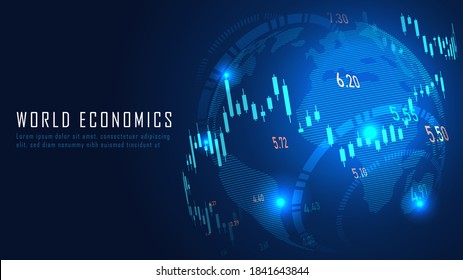 Global Financial In Graphic Concept Suitable For Global Financial Investment Or Economic Trends Business Idea And All Art Work Design. Abstract Finance Background. Vector Illustration