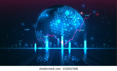 Global financial in graphic concept suitable for global financial tech or World Economic trends and all art work design. Abstract finance background. Vector illustration