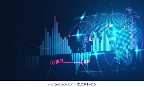 Financiamiento global en concepto gráfico adecuado para tecnología financiera global o tendencias de la economía mundial y todo diseño de obras de arte. Antecedentes financieros abstractos. Ilustración del vector