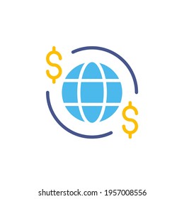 Icono financiero global en forma plana. Icono de vector