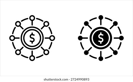 Globaler Finanzsymbolsatz. Global, finanziell, Unterstützung, Hilfe, Hilfe, weltweit, Wirtschaft auf weißem Hintergrund