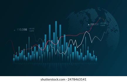 Global financial market stock trading data analysis chart