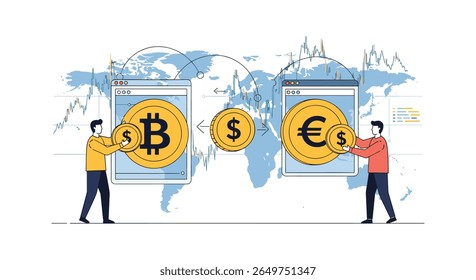 Global financial markets and digital currency exchange concepts for international business transactions