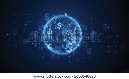 Global Financial Network and Digital Currency Exchange. vector illustration