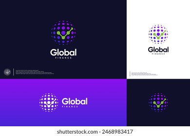 global financial solutions, growth analysis, logo design template.