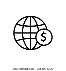 Global financial support, icon in line design. Global, finance, support, help, aid, worldwide, economy on vector background